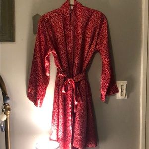 100% polyester cool robe, red with hearts.